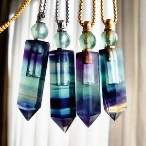 Rainbow Fluoride Bottle Necklace