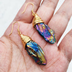 Load image into Gallery viewer, Rainbow Aura Quartz Dangles

