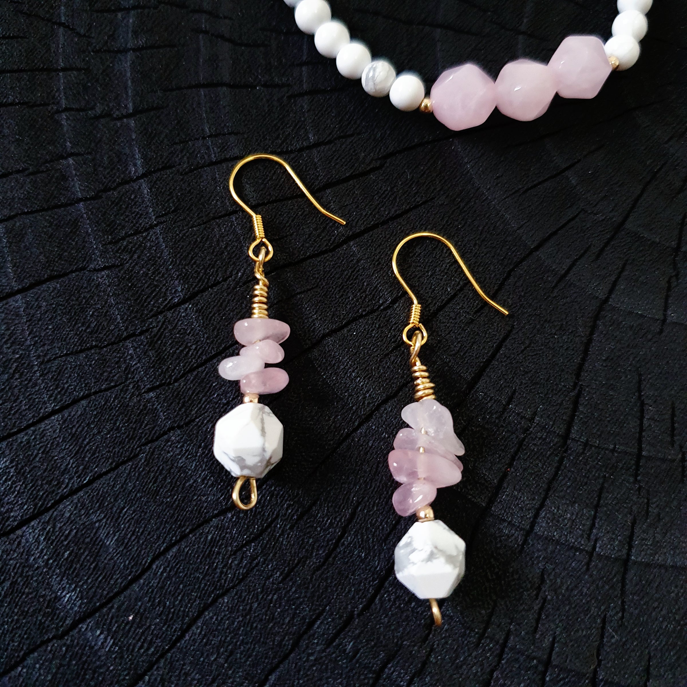 Howlite Rose Dangles