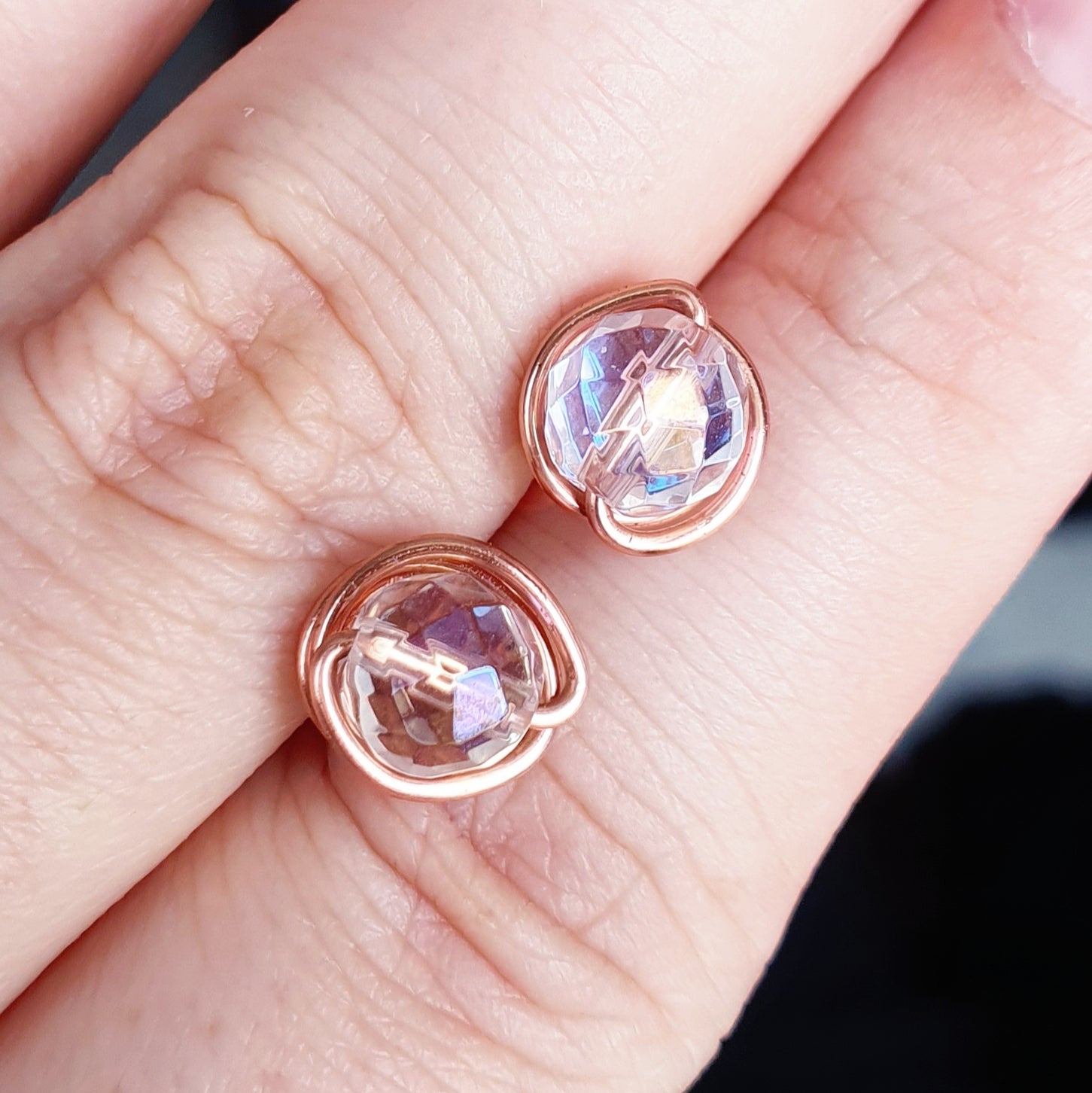 Aura Quartz Copper Studs