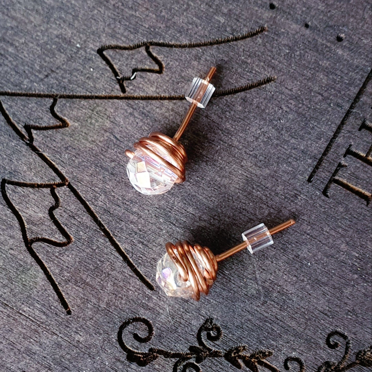 Aura Quartz Copper Studs