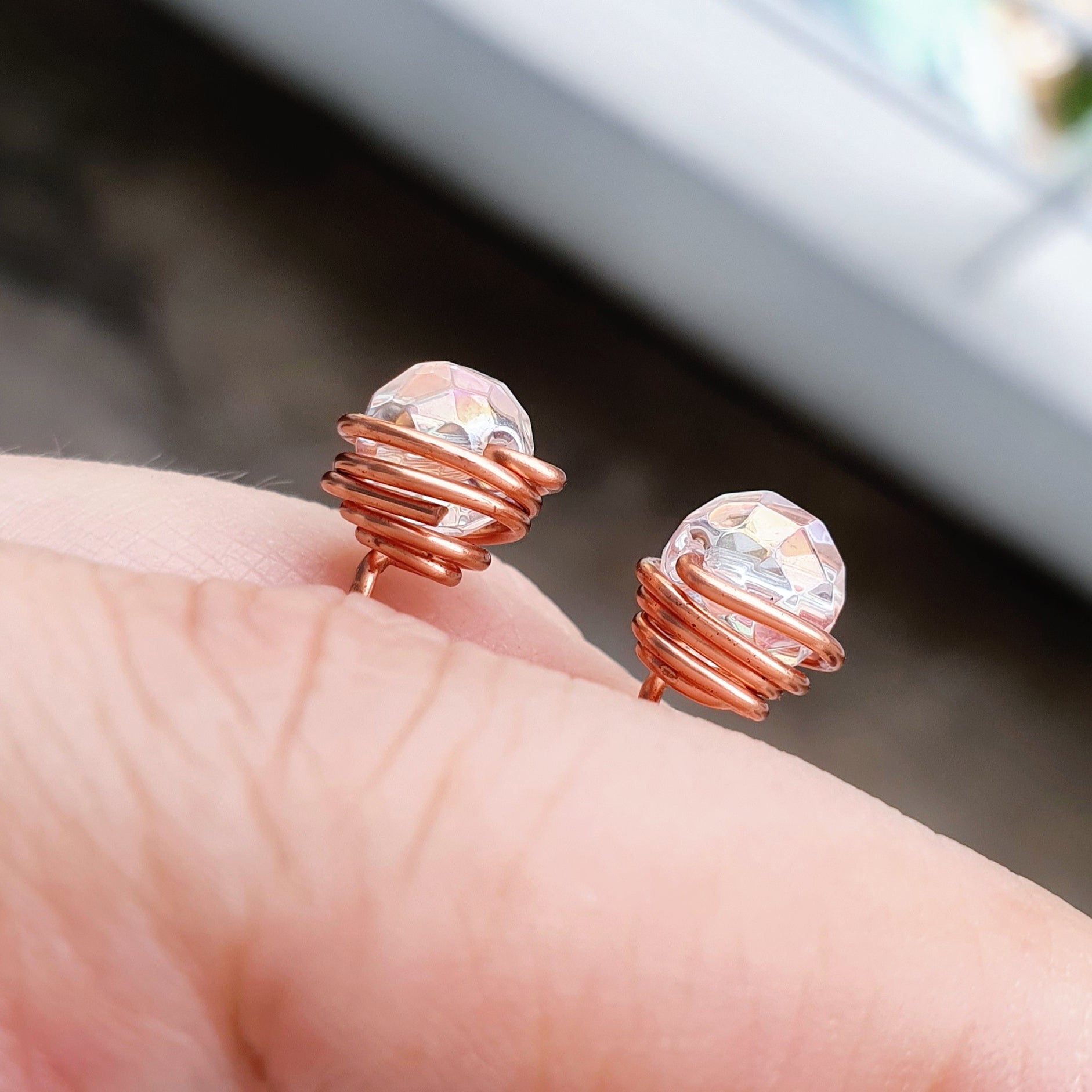 Aura Quartz Copper Studs