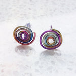 Load image into Gallery viewer, Peacock Niobium Studs (Hypoallergenic)
