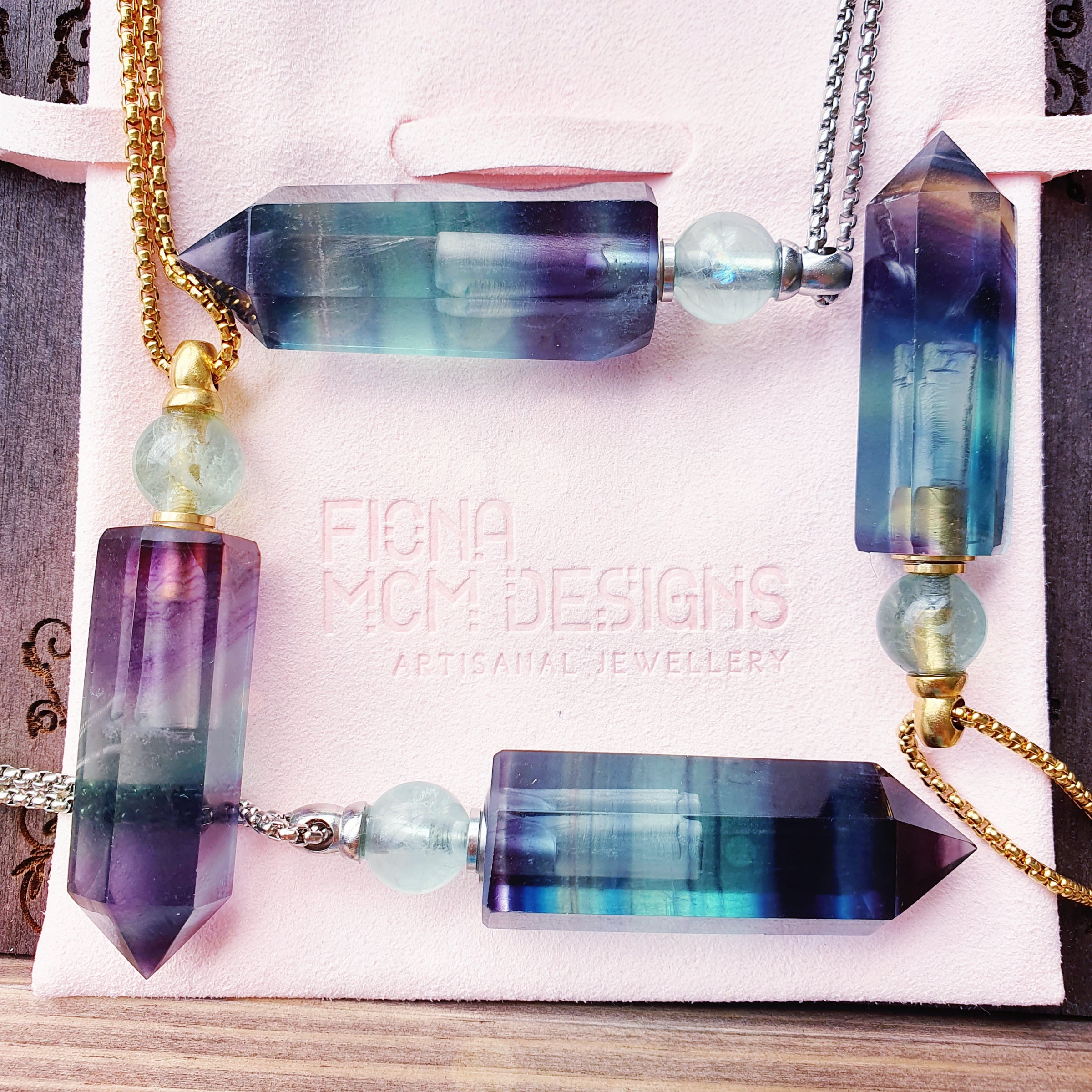 Rainbow Fluoride Bottle Necklace