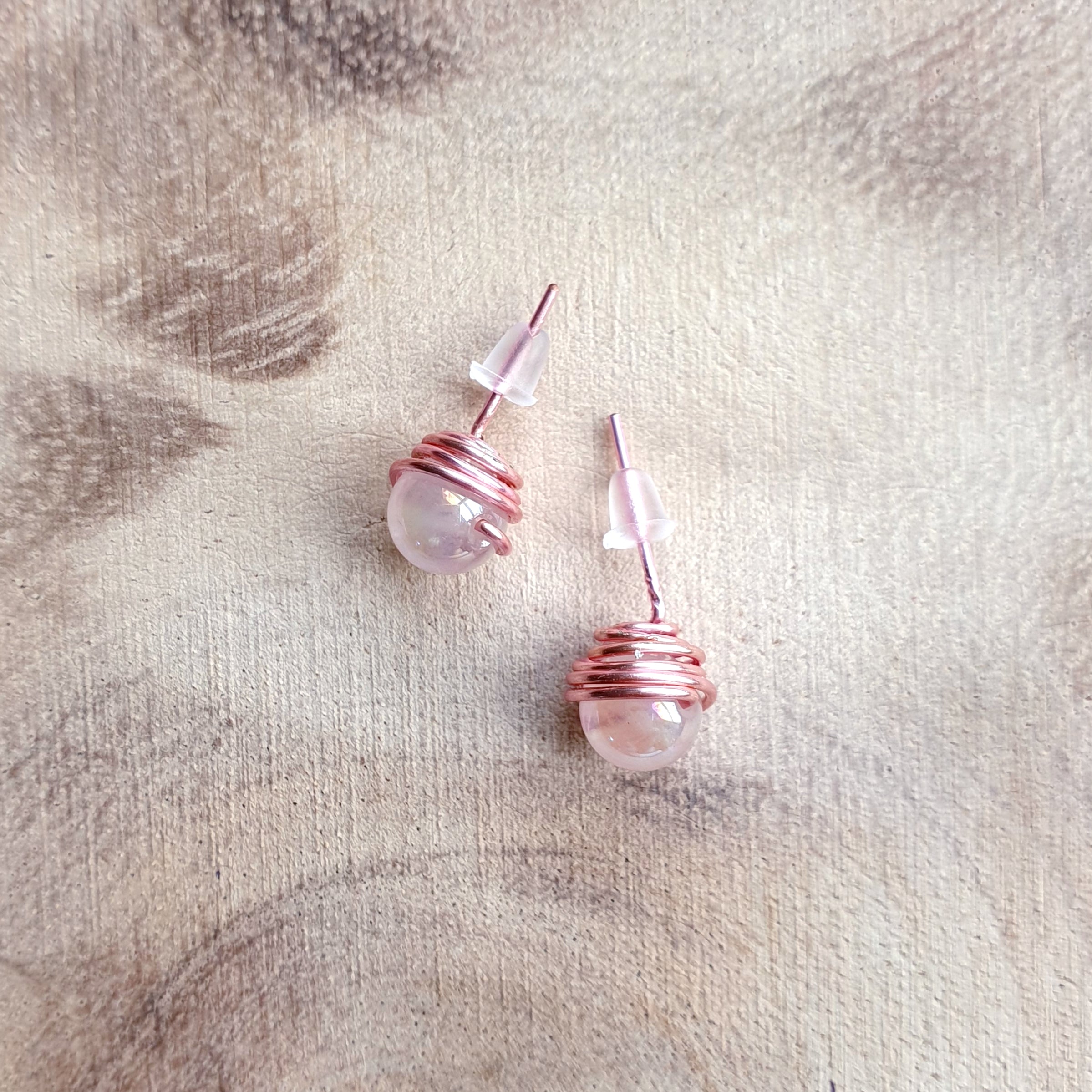 Blush Aura Rose Quartz Studs