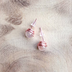 Load image into Gallery viewer, Blush Aura Rose Quartz Studs
