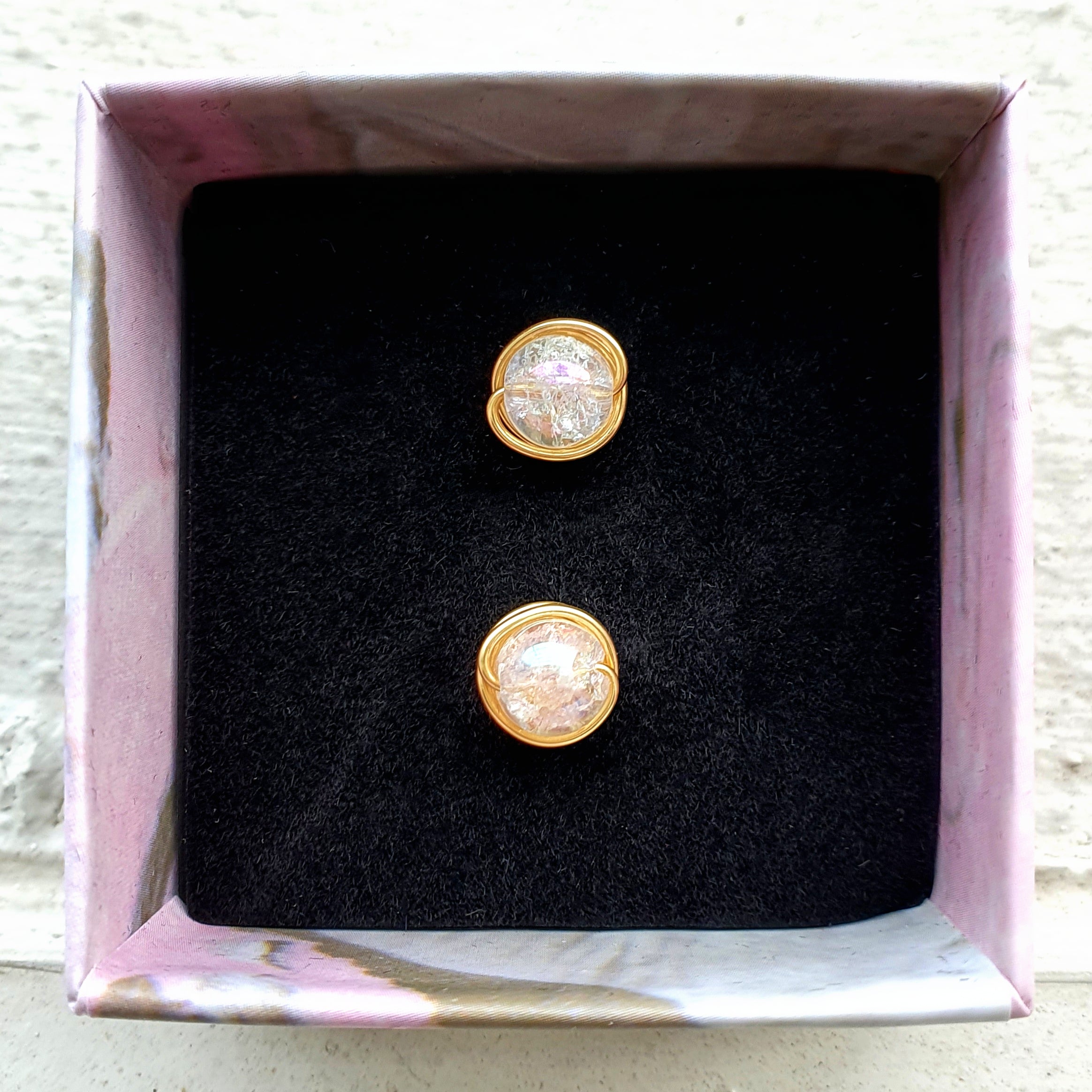 Aura Crackle Quartz Studs