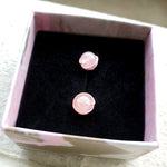 Load image into Gallery viewer, Blush Aura Rose Quartz Studs
