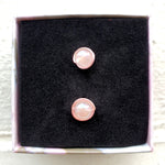 Load image into Gallery viewer, Blush Aura Rose Quartz Studs
