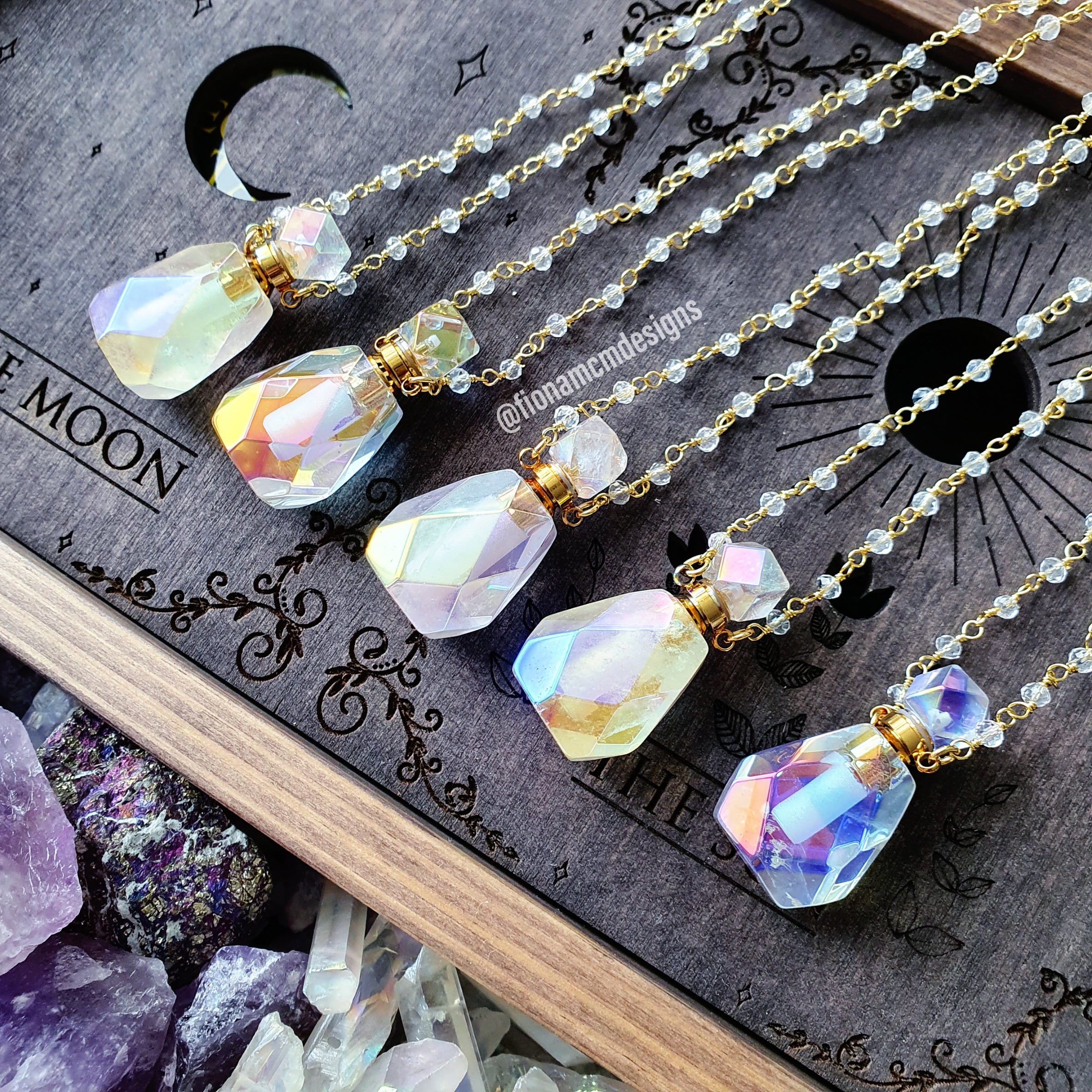 Aura Quartz Faceted Bottle Necklace