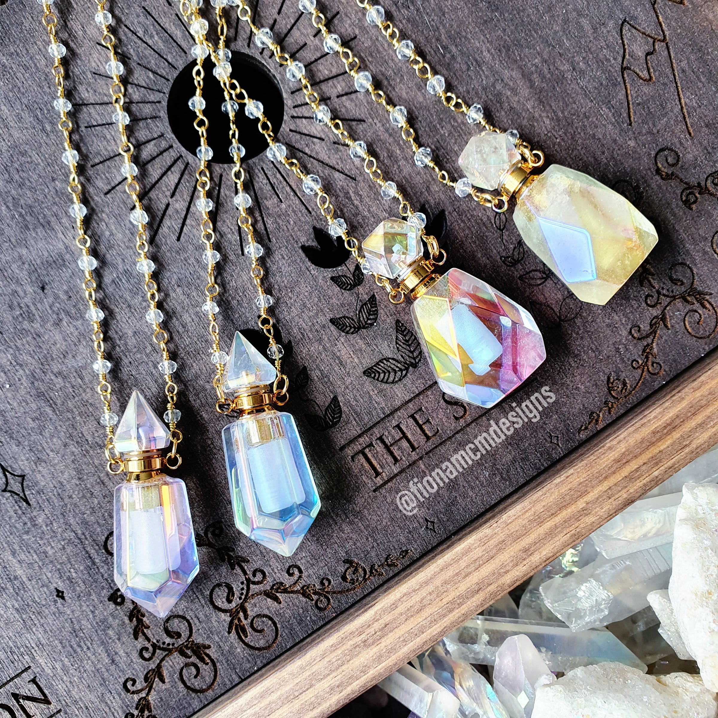 Aura Quartz Faceted Bottle Necklace